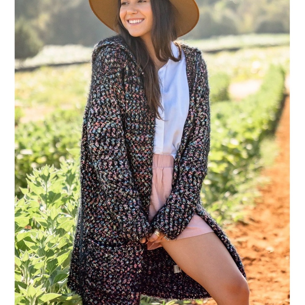 NWT Lovestitch Black Multicolor Knit Cardigan